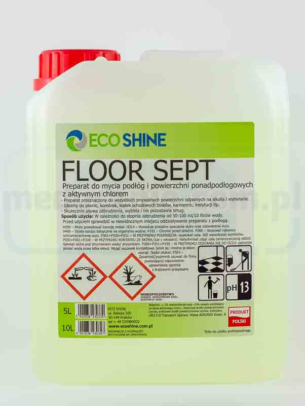 Bodenreinigungsflüssigkeit mit Aktivchlor - Floor Sept 5L ECO SHINE